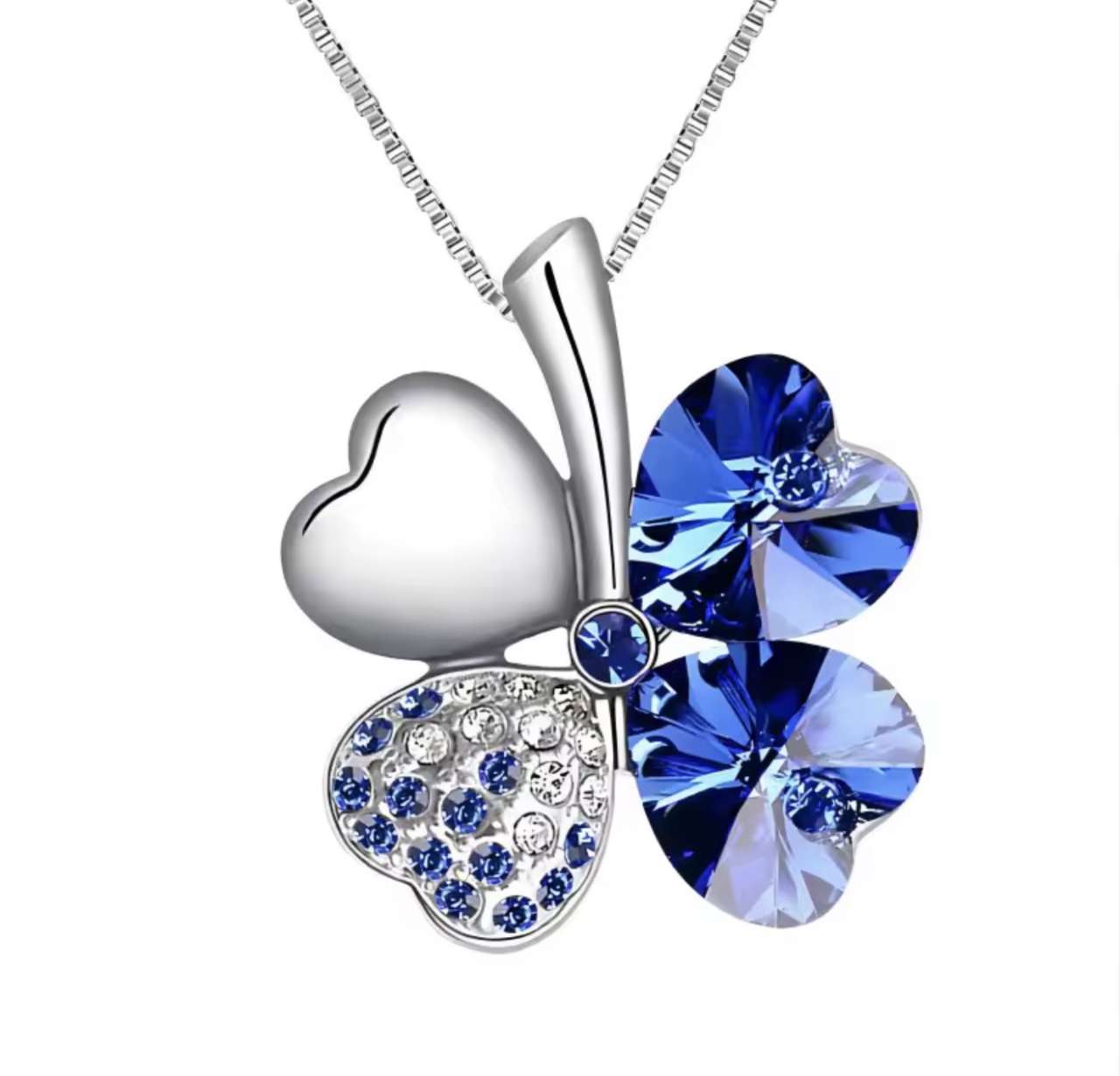 Crystal 4 Four Leaf Leaves Clover Pendant Necklaces 