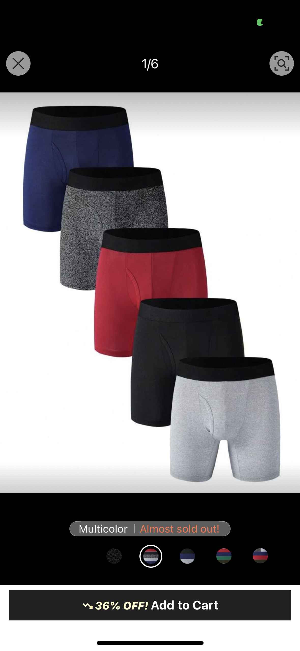 5pcs/Pack Men's Solid Color Breathable Boxer Briefs