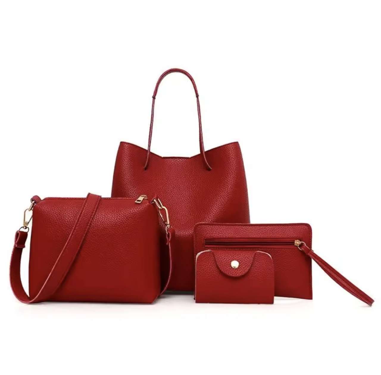 4Pcs Women Pattern Leather Handbag+Crossbody Bag+Messenger Bag+Card Package