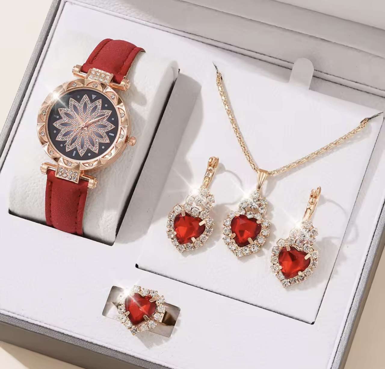 Watches Sets Gifts for Women Crystal Bling Wristwatch Jewelry Kit Gift for Mom Wife Girlfriend