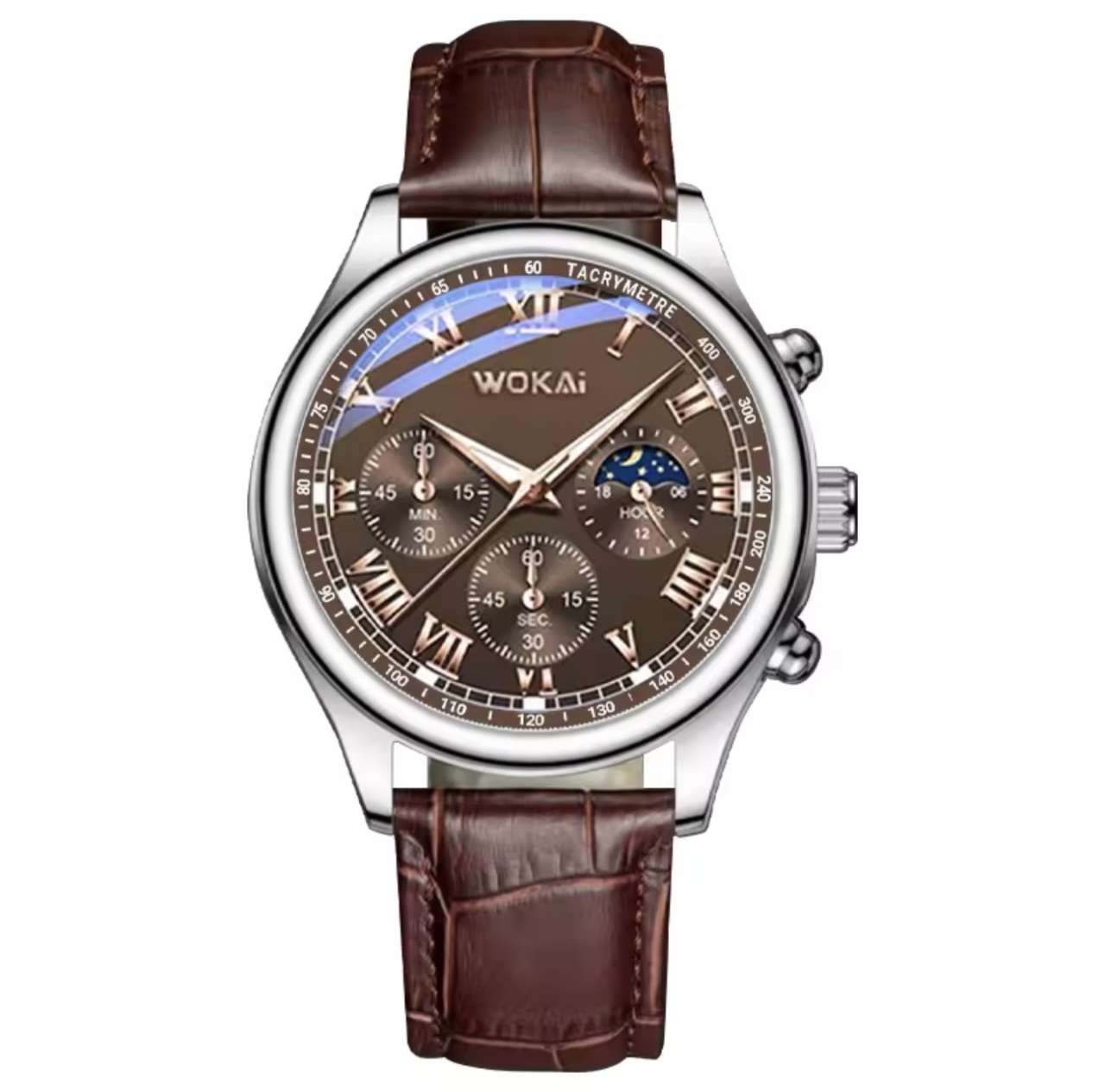 Wokai Brand Leisure Business Male Watch Quartz Sports Casual Leather Men's Relogio Clock Elegant Cas