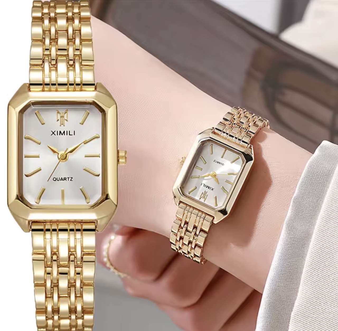 Women's Fashion Square Watches Gold Alloy Strap 2025 Luxury Ladies Quartz Wristwatches Qualities Fem