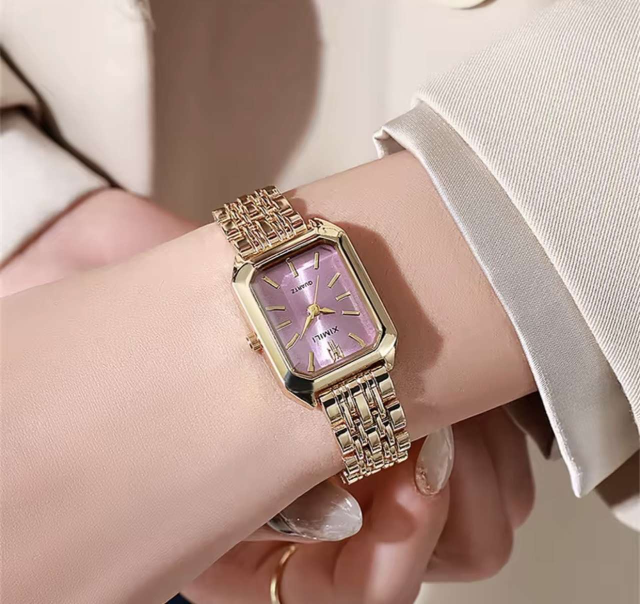 Women's Fashion Square Watches Gold Alloy Strap 2025 Luxury Ladies Quartz Wristwatches Qualities Fem