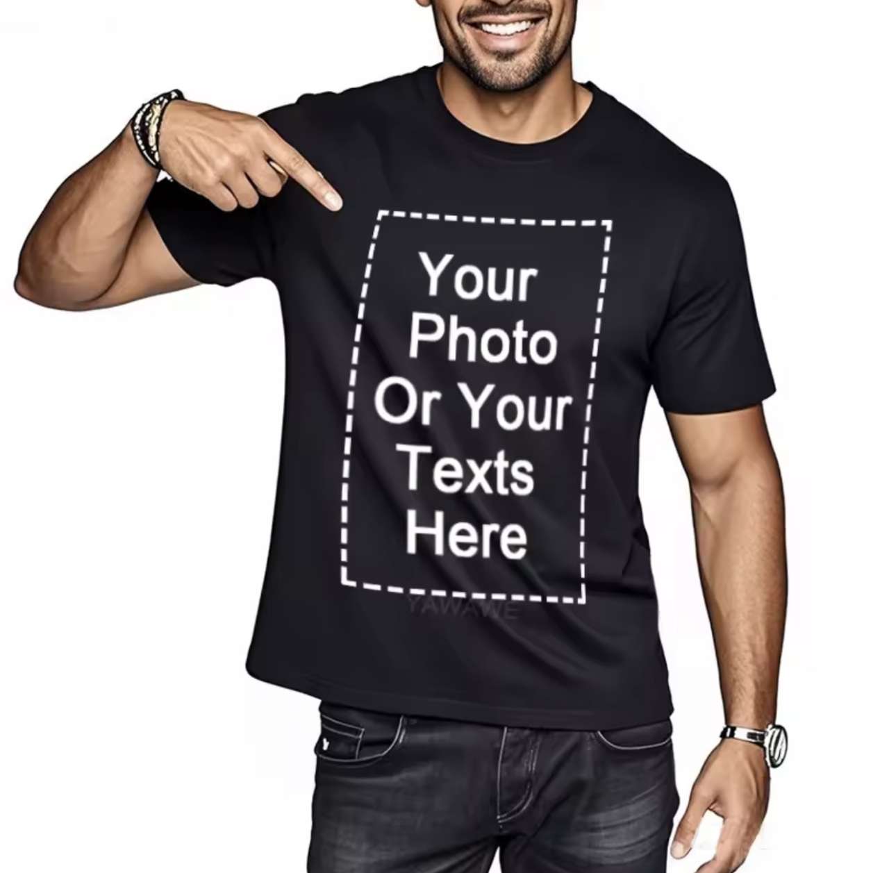 Your Design Here T Shirts Cotton Custom T-Shirt Make Your Design Logo Text for Men and Women Persona