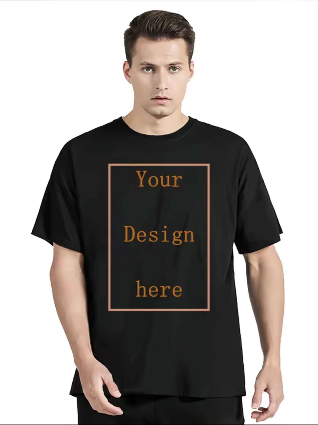 Men's Cotton T-shirt Personalized Your Design Here Custom Text Tshirt for Men Add Your Own Design Fa