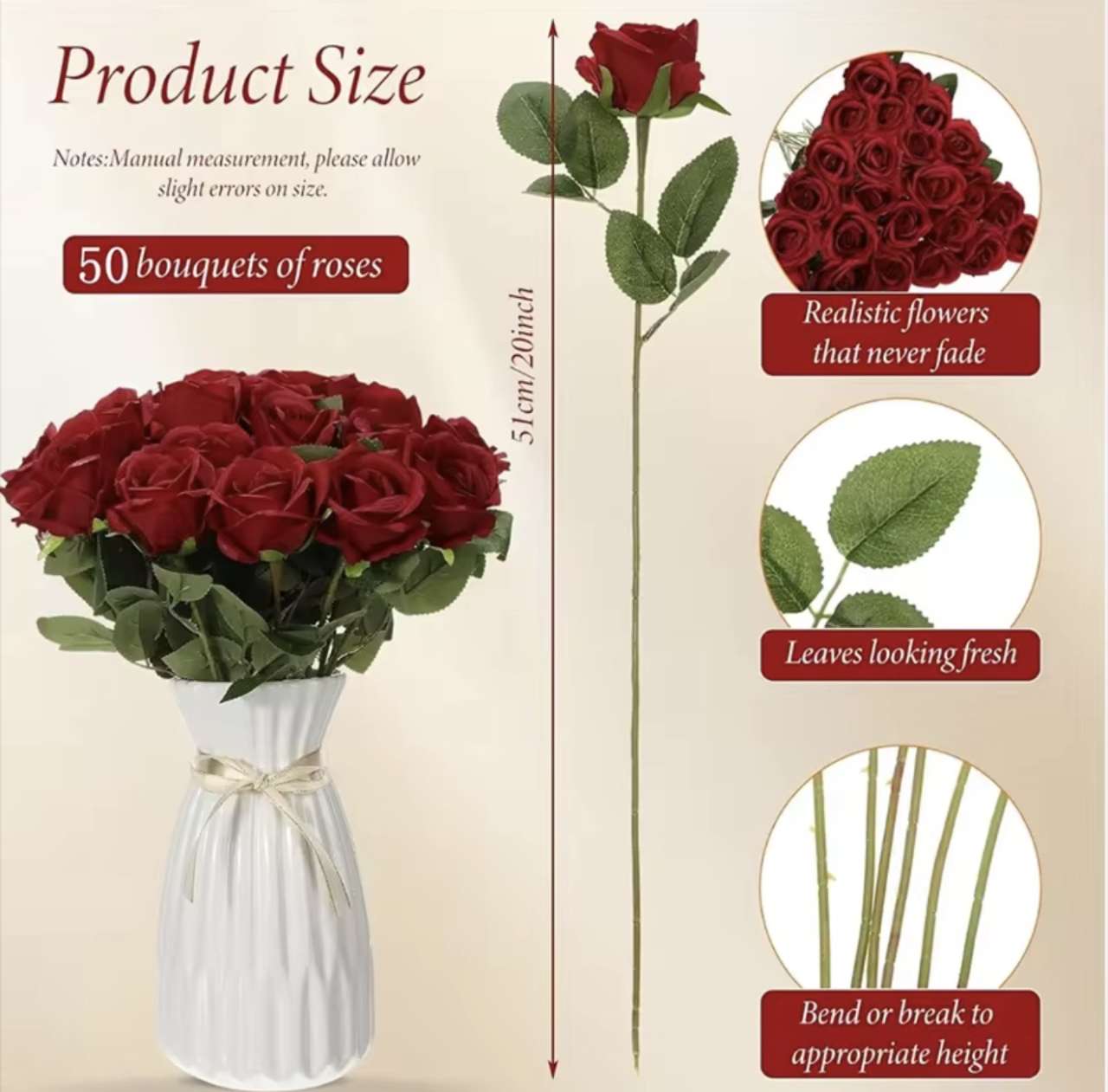 10/20pcs rose artificial flowers rose branch artificial red rose realistic fake rose wedding party r