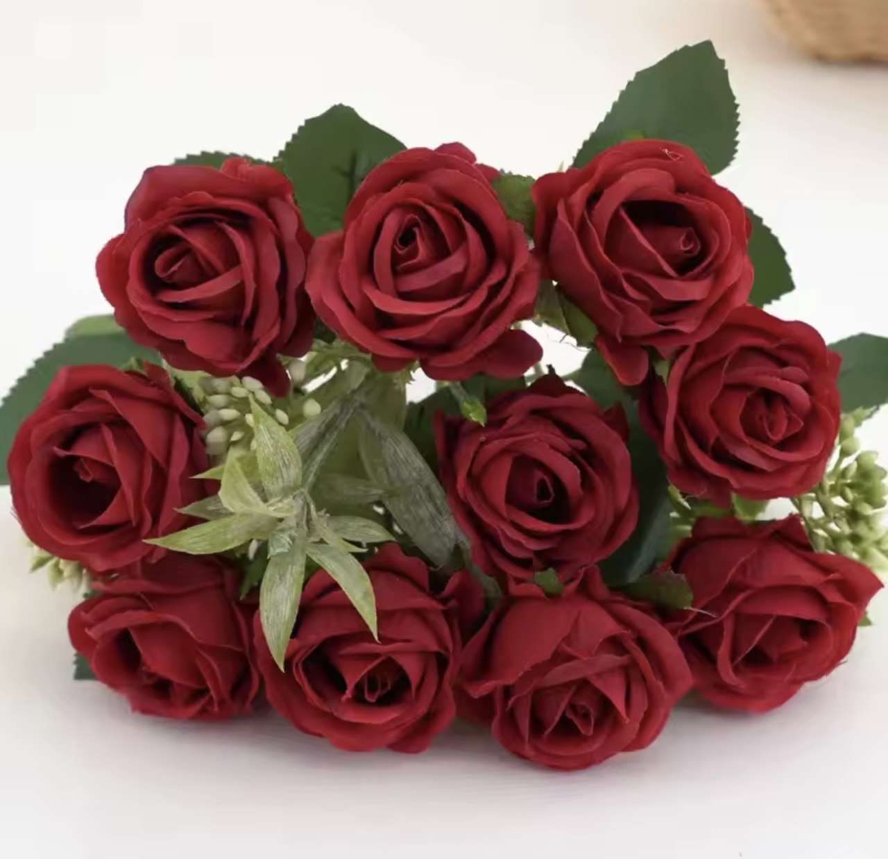10 Heads Rose Bouquet Artificial Flowers Western Rose Wedding Decoration 6 Colors Peonies Fake Flowe