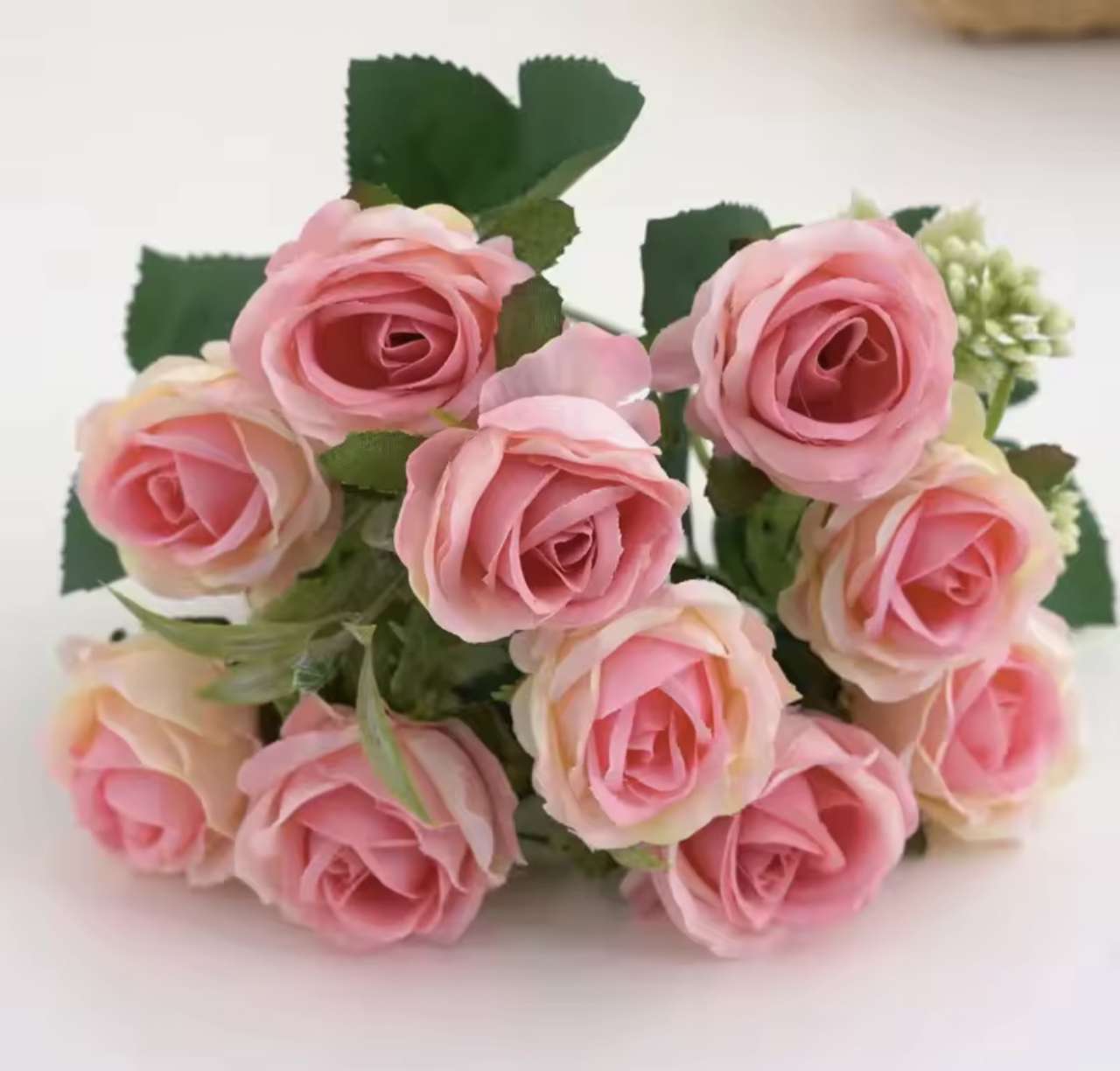 10 Heads Rose Bouquet Artificial Flowers Western Rose Wedding Decoration 6 Colors Peonies Fake Flowe