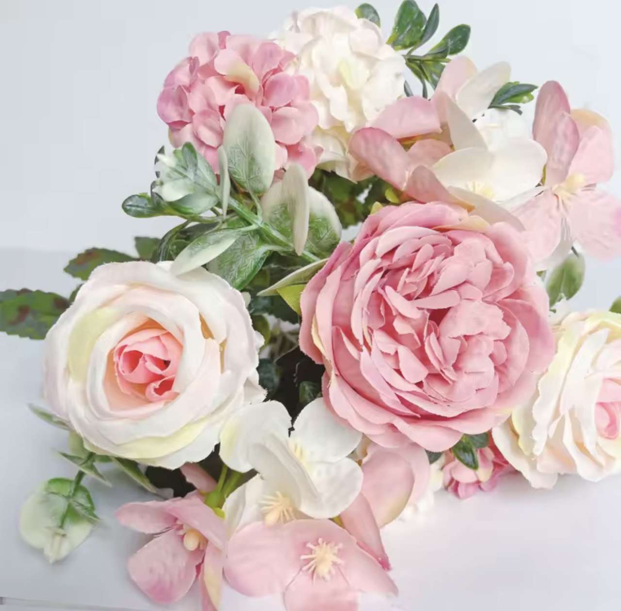 7 Heads Artificial Flowers Silk Peony Rose Hydrangea Bouquet Home Decorations Party Wedding Bride Fa