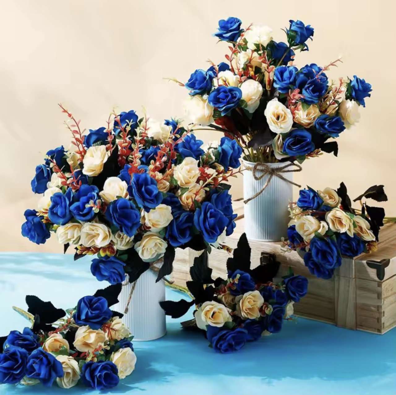 Artificial Silk Rose flower Wedding Home vase Outdoor Garden Decor bride Bouquet Diy gift Clippinh W