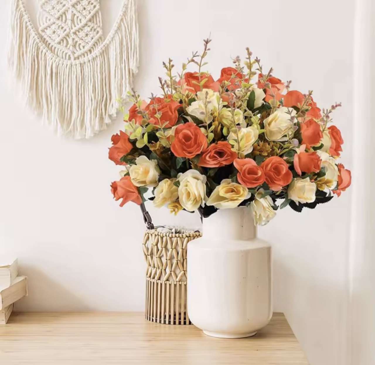 Artificial Silk Rose flower Wedding Home vase Outdoor Garden Decor bride Bouquet Diy gift Clippinh W
