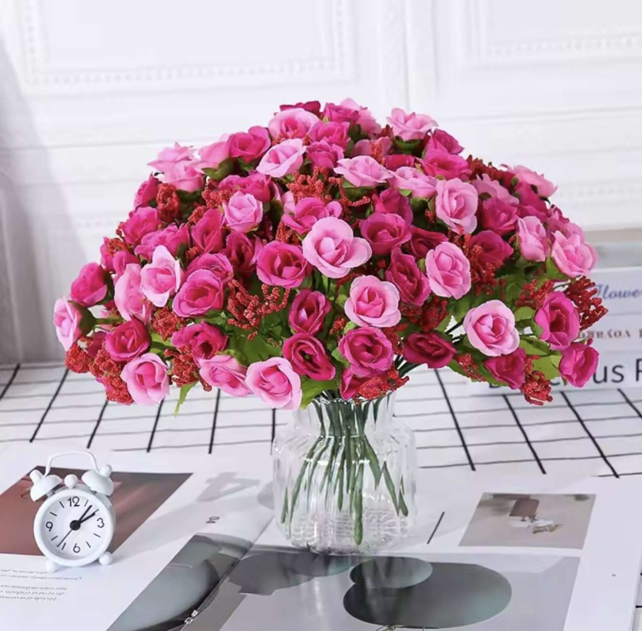Simulated Rose Bouquet Home Decoration Small Rose Camellia Wedding Decoration Artificial Flowers Gar