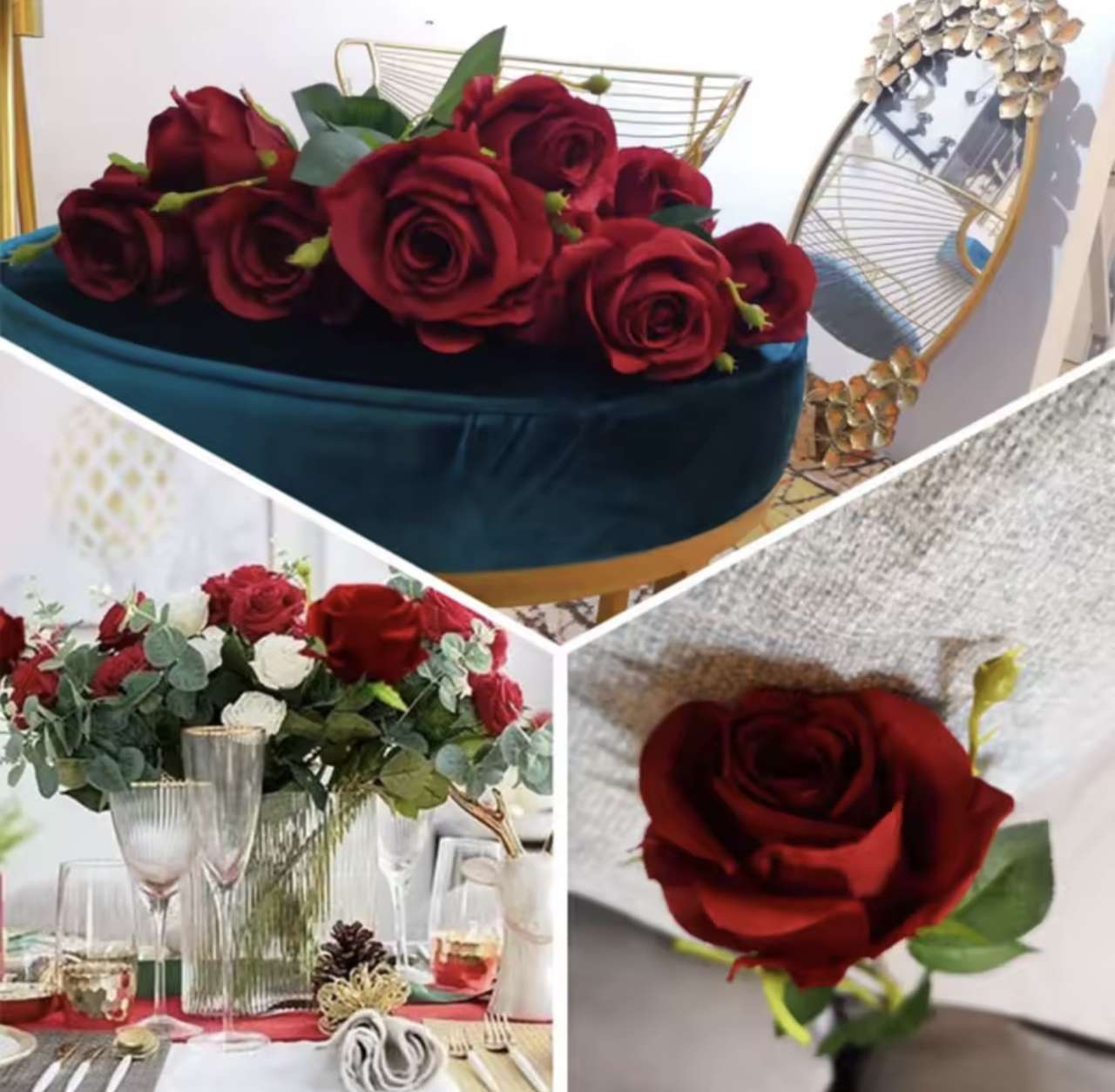 1~20pcs Artificial rose decoration Red rose Realistic artificial flowers Fake flowers Wedding dining