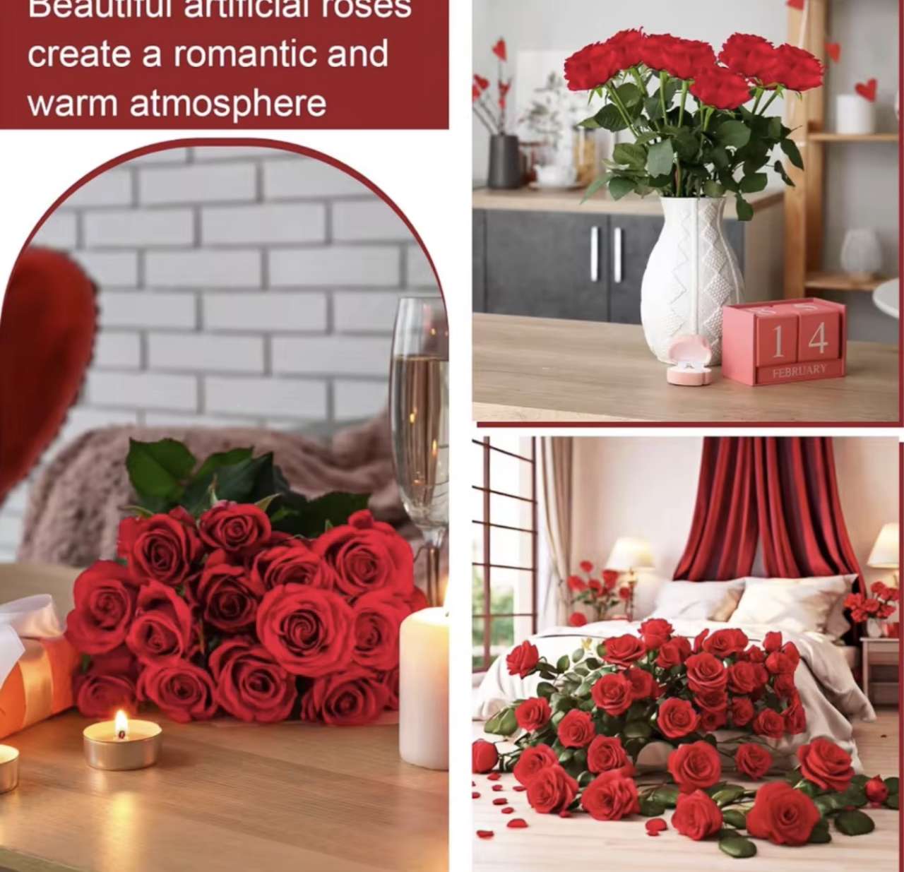1~20pcs Artificial rose decoration Red rose Realistic artificial flowers Fake flowers Wedding dining
