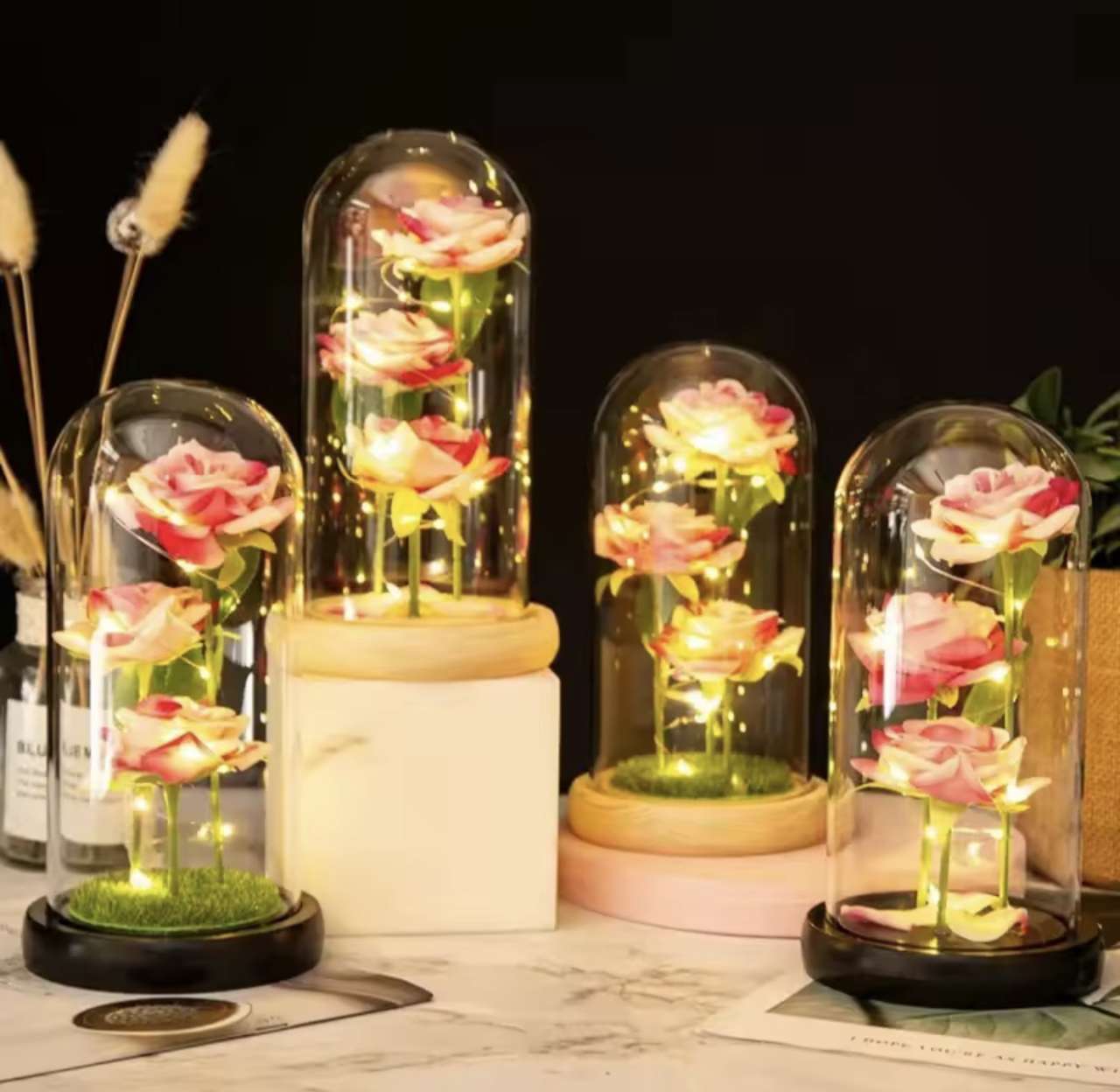LED Galaxy Three Rose Artificial Flowers, Wedding Decoration, Creative Valentine'S Day and Mother'S 