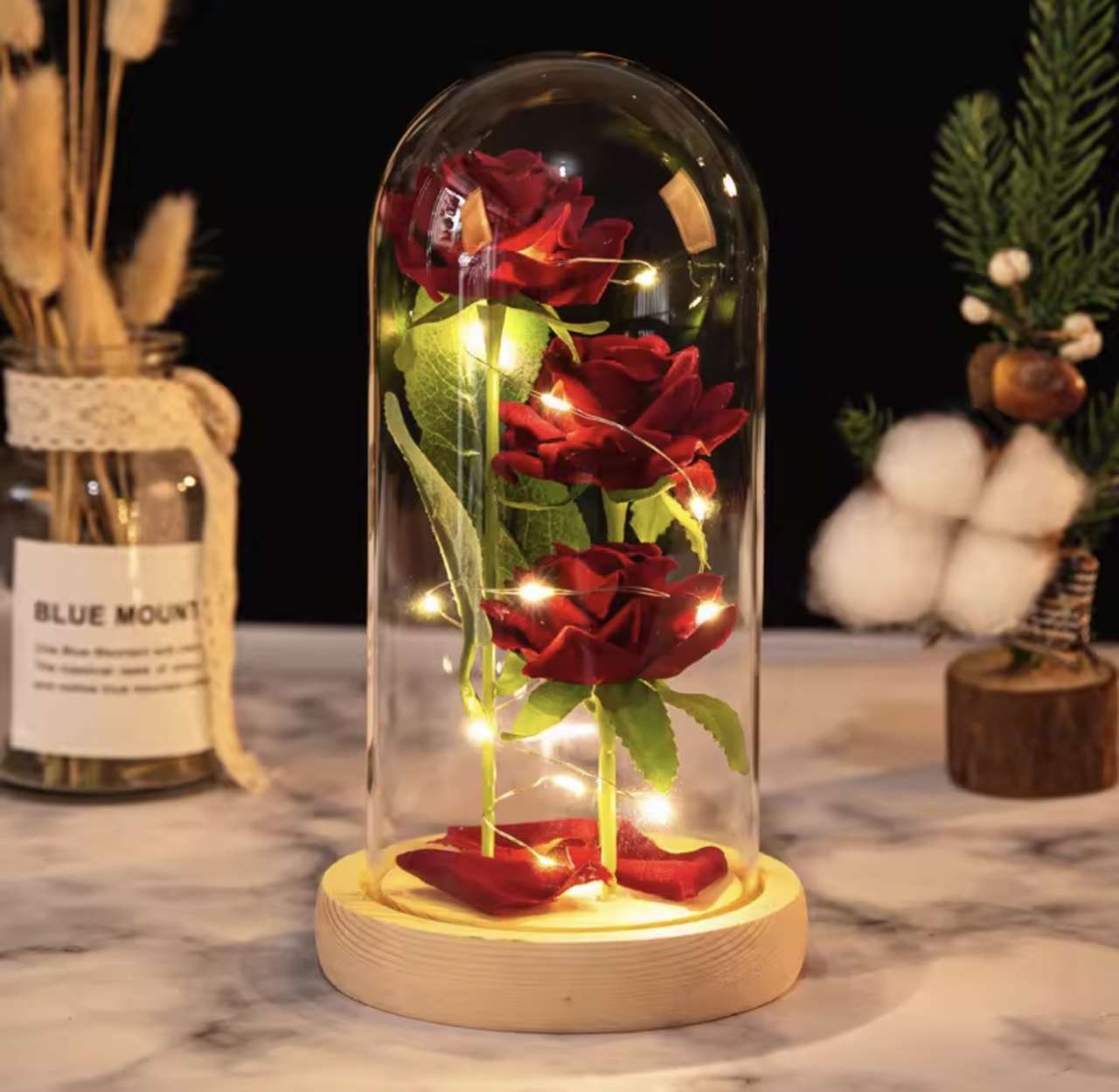 LED Galaxy Three Rose Artificial Flowers, Wedding Decoration, Creative Valentine'S Day and Mother'S 