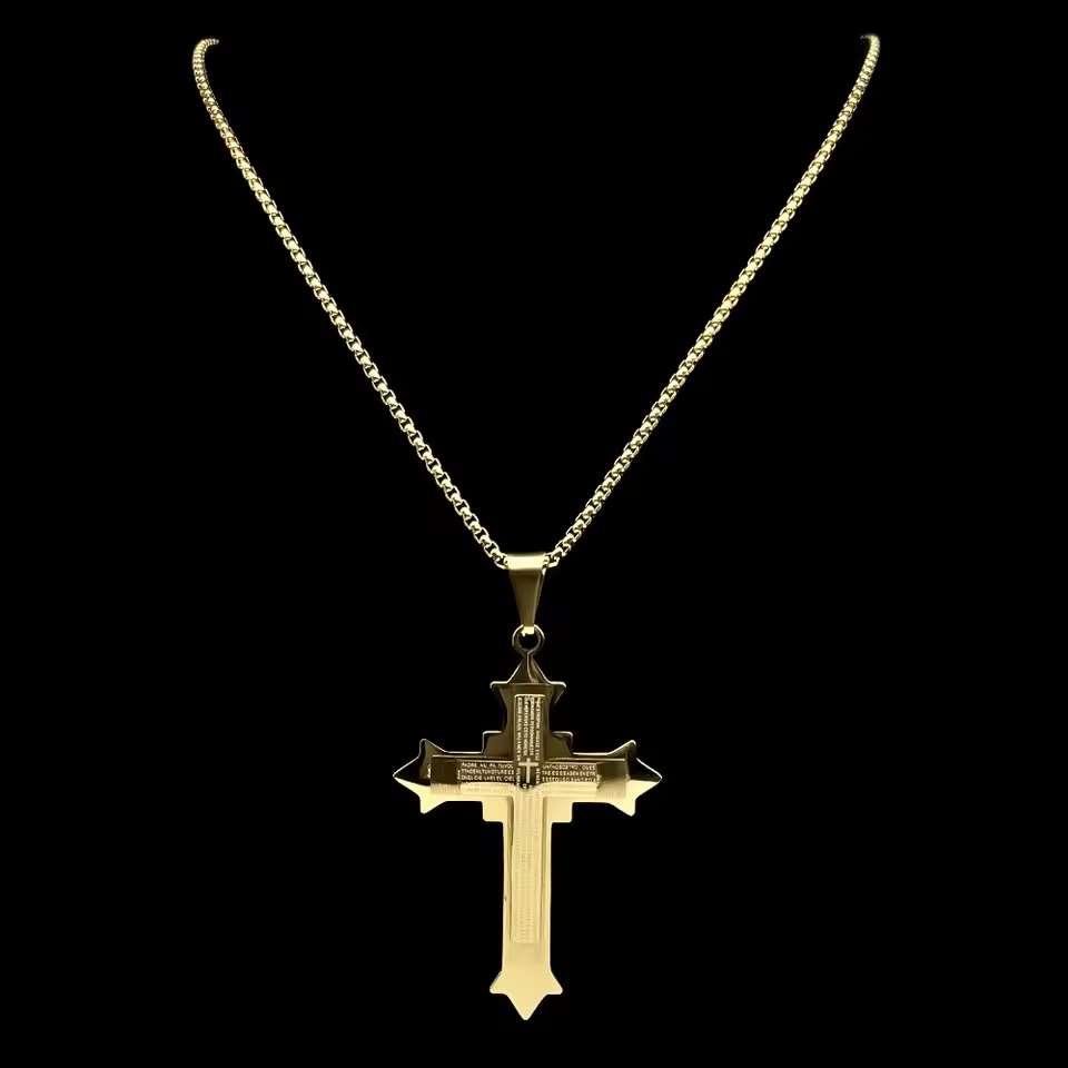 Big Bible Jesus Cross Pendant Necklace