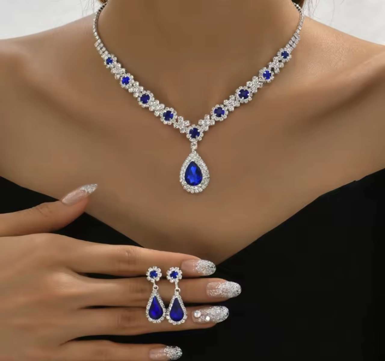 Fashionable Crystal Jewelry Necklace Earring Set Premium Luxury Pendant Necklace Original Design Inl