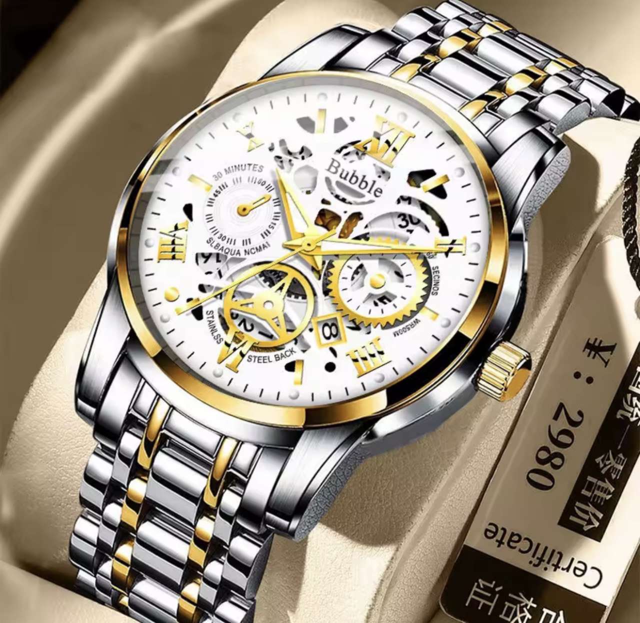 UTHAI Watch For Men Trendy High end Light Luxury Versatile Quartz Wristwatches Waterproof Roman Holl