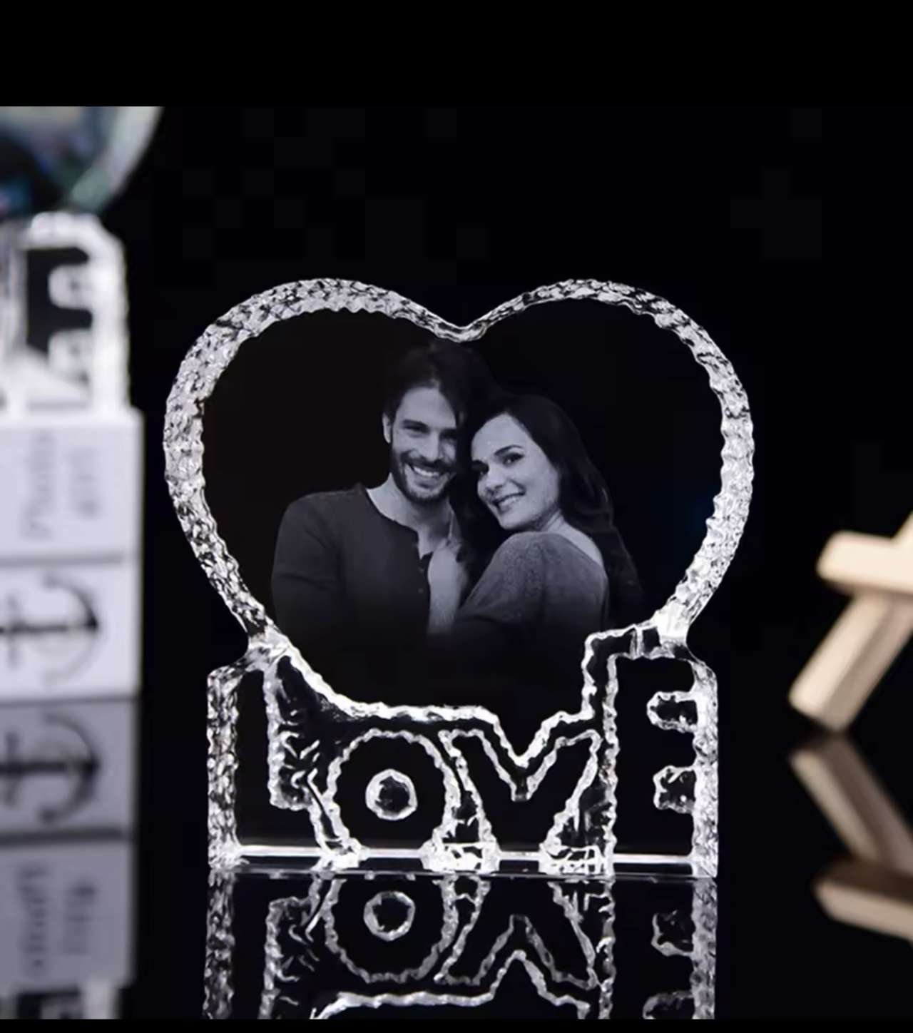 Love Crystal Photo Customized Picture Text NightLight Bluetooth Music Player Wedding 