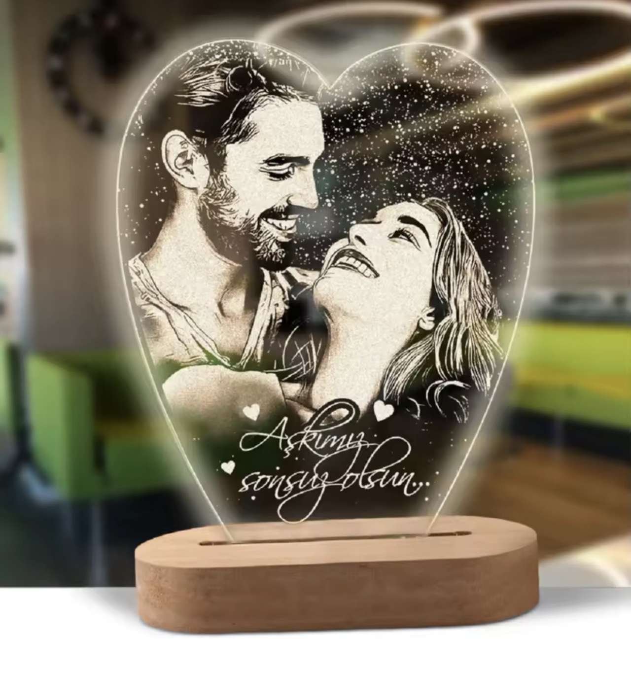 Personalized 3D Lamp Custom Photo Night Light Heart LED Lamp Name Date On Anniversary Wedding Valent