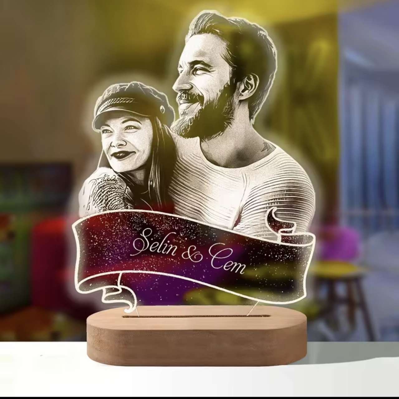 Personalized 3D Lamp Custom Photo Night Light Heart LED Lamp Name Date On Anniversary Wedding Valent
