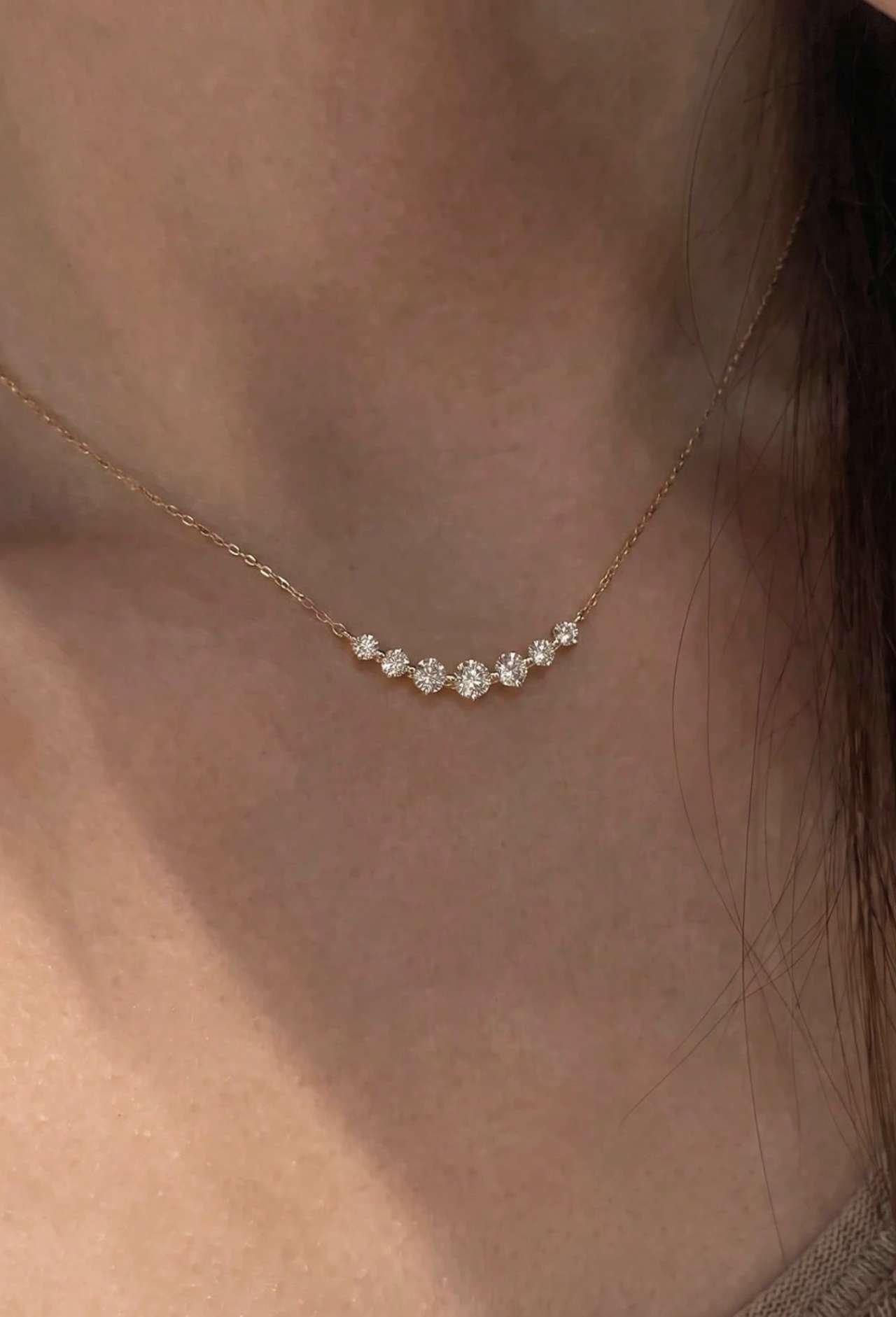 1pc Fashionable Elegant Design Versatile Rhinestone 18k Stainless Steel Collarbone Necklace For Wome