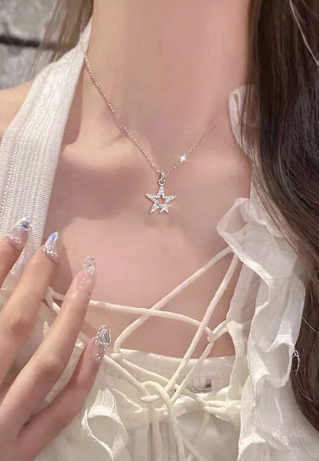 Punk Rock Style Sweet And Cool Star & Pentagram Shaped Necklace For Women, Ins Y2k Vintage Female Ne