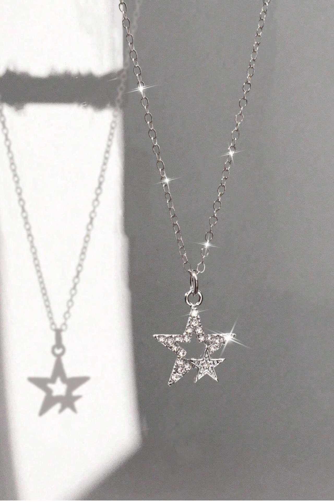 Punk Rock Style Sweet And Cool Star & Pentagram Shaped Necklace For Women, Ins Y2k Vintage Female Ne