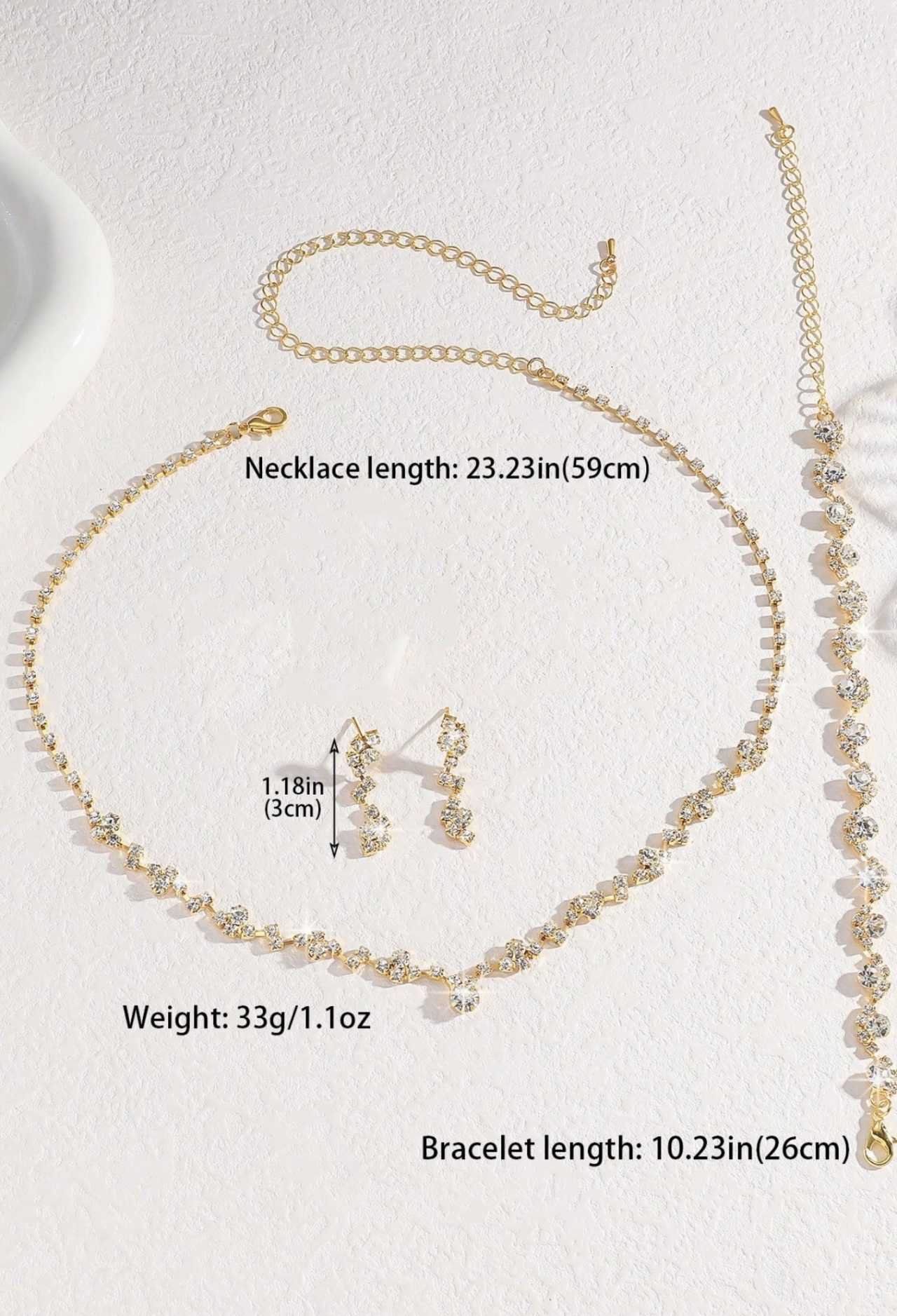4pcs Fashion Jewelry Set, Including 1 Necklace, 1 Pair Of Earrings And 1 Bracelet, Suitable For Wome