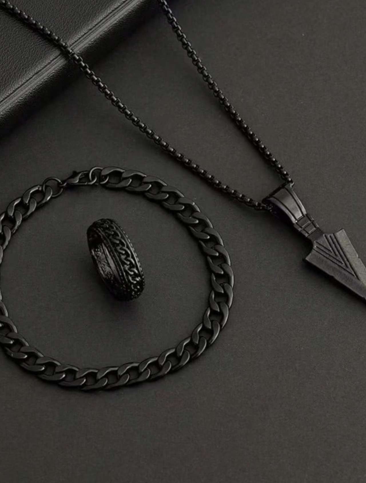 4 Pieces/Set, Stylish Men's Arrow-Shaped Design Alloy Pendant Necklace, Punk-Style Accessory Gift, F