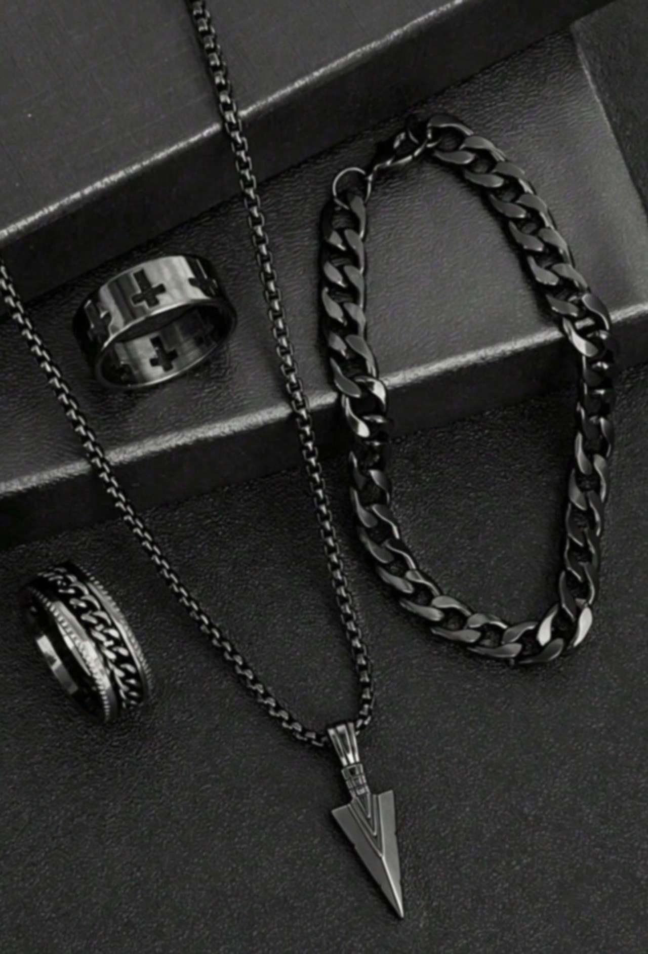 4 Pieces/Set, Stylish Men's Arrow-Shaped Design Alloy Pendant Necklace, Punk-Style Accessory Gift, F