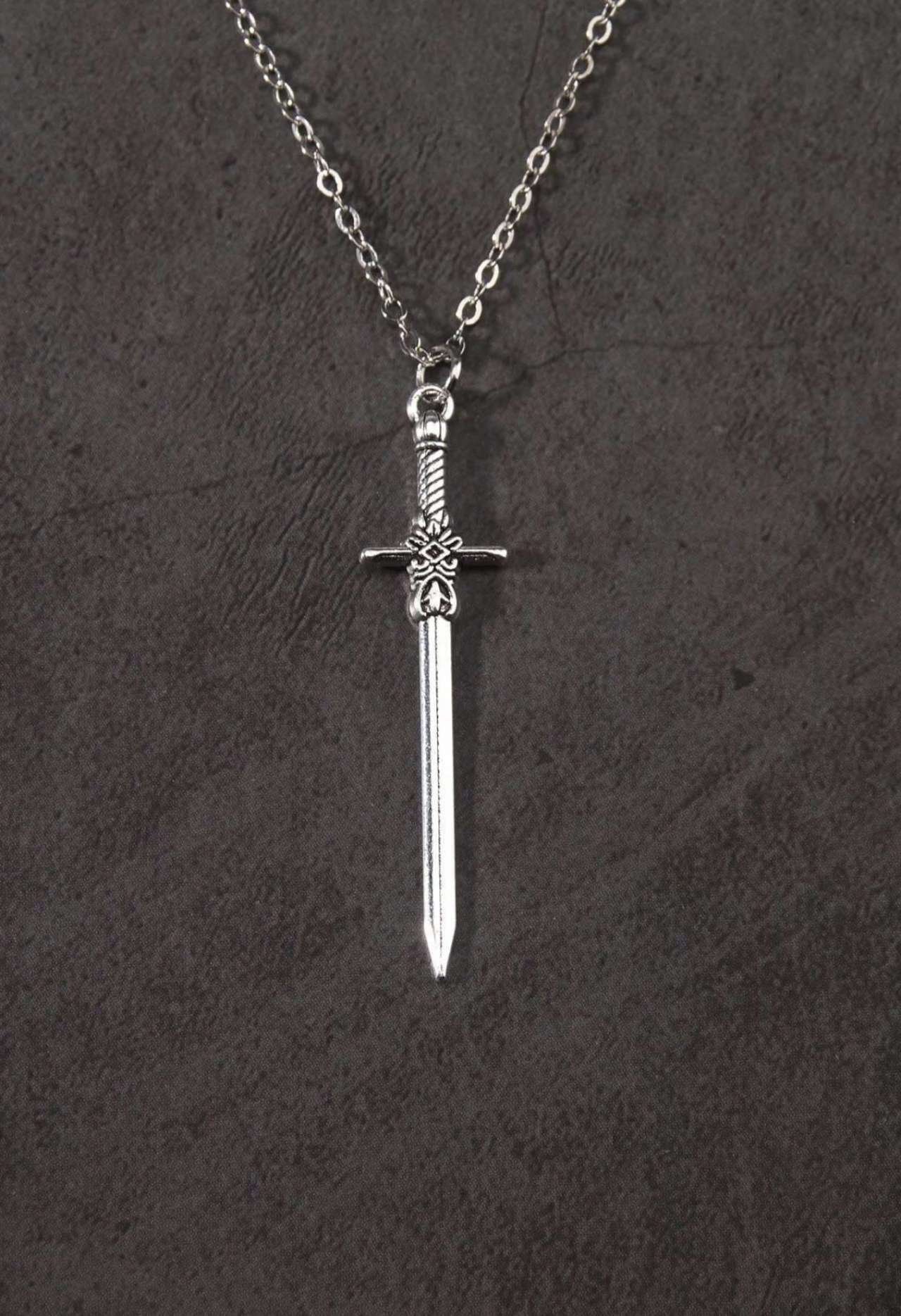 Vintage Gothic Cross Sword Necklace, Stainless Steel Hip Hop Punk Unisex Collarbone Chain