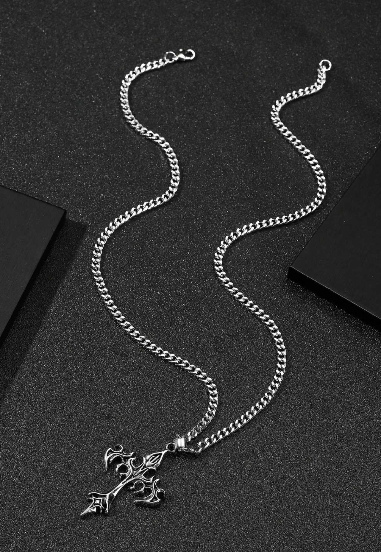 1pc Fashion European & American Retro Style Reversible Cross Pendant Necklace For Men, Personalized 
