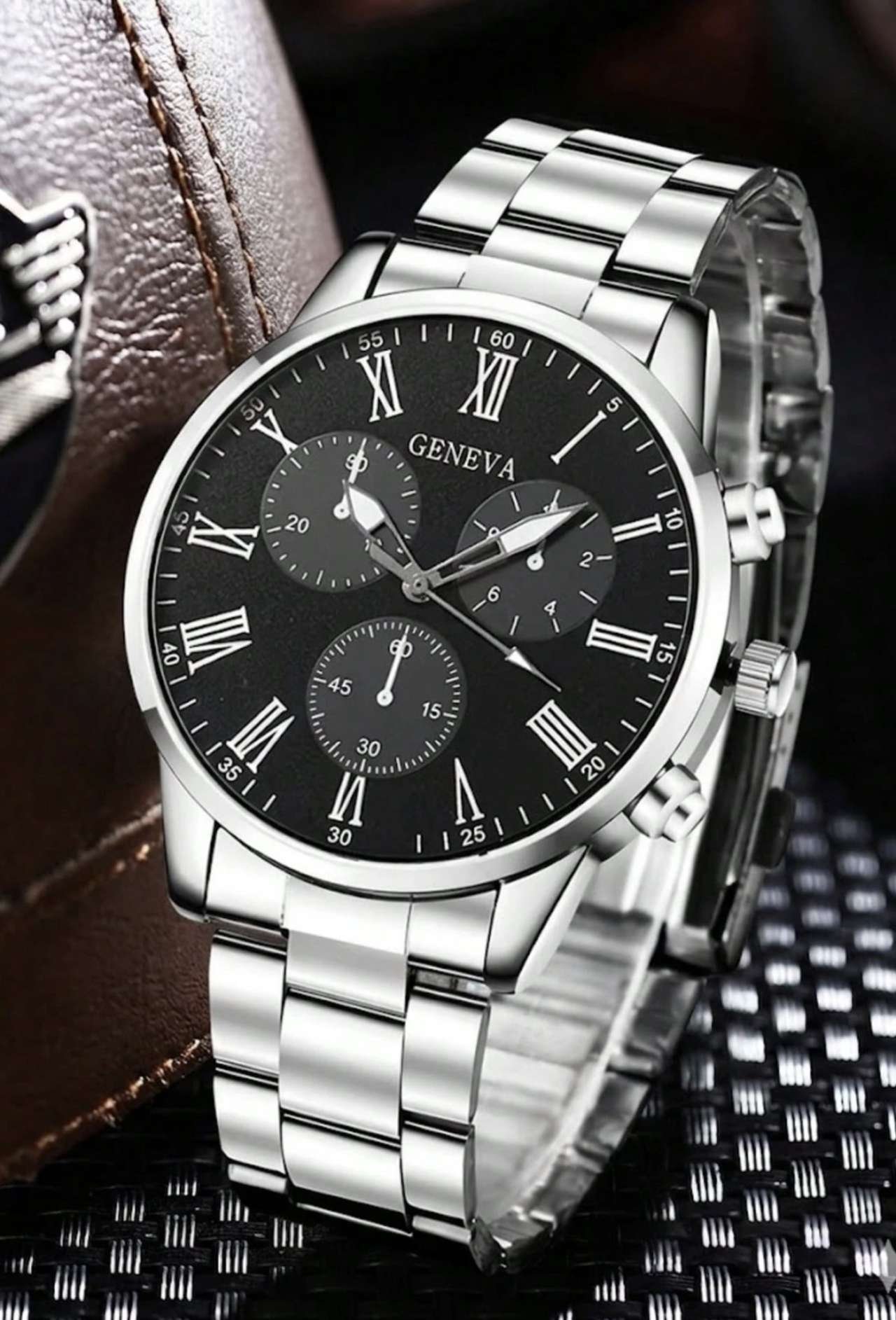 2pcs Men's Quartz Watch Set, Business Casual Minimalist Classic Three-Eye Dial, Suitable For Daily W