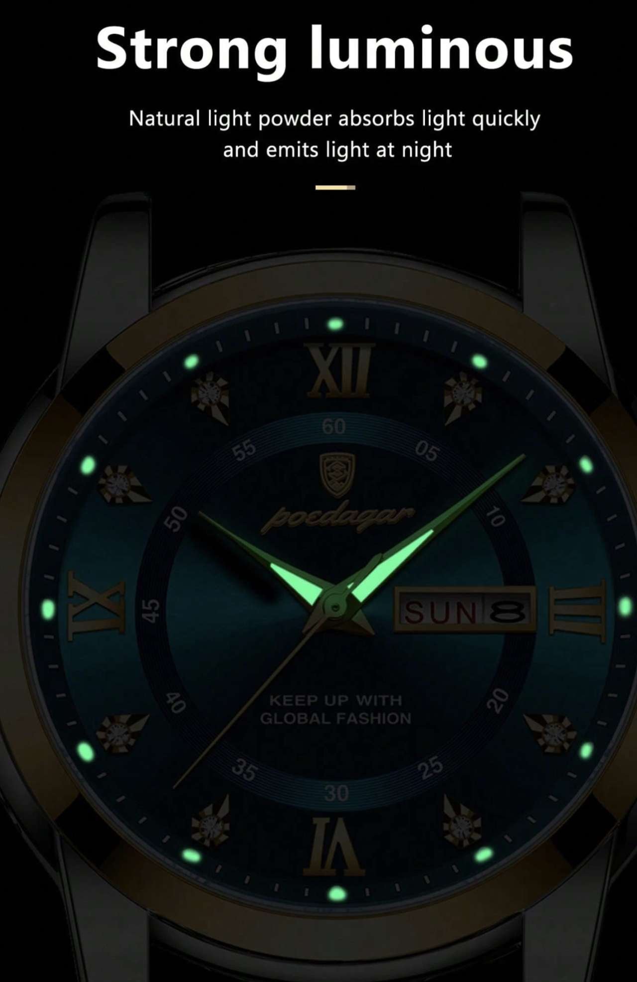 1pc Business Men's Stainless Steel Quartz Watch With Day & Date, Casual Waterproof Luminous Men's Wa