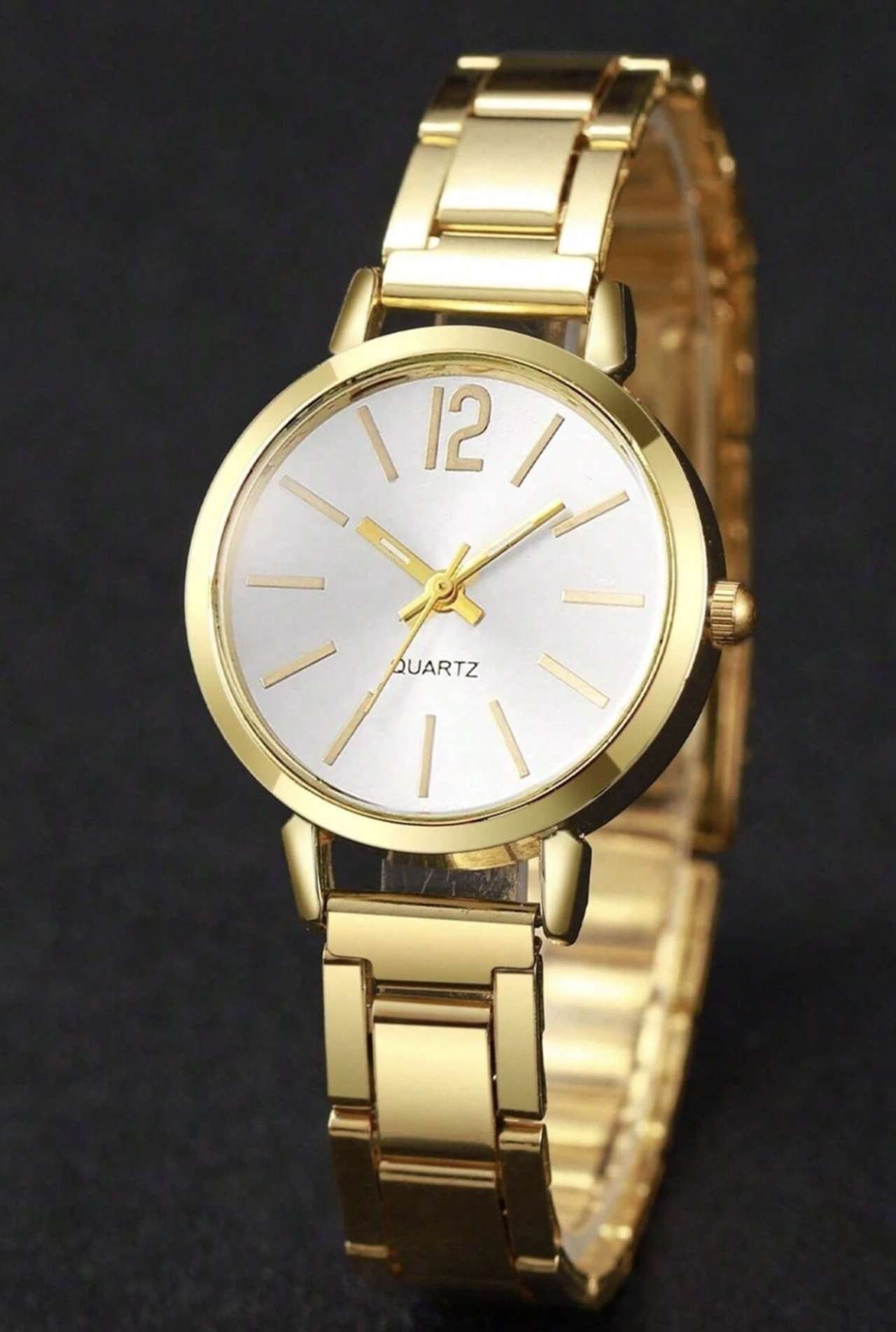 1pc Women's Minimalist Quartz Watch - Gold & White Dial With Steel Band | Elegant Versatile Wristwat