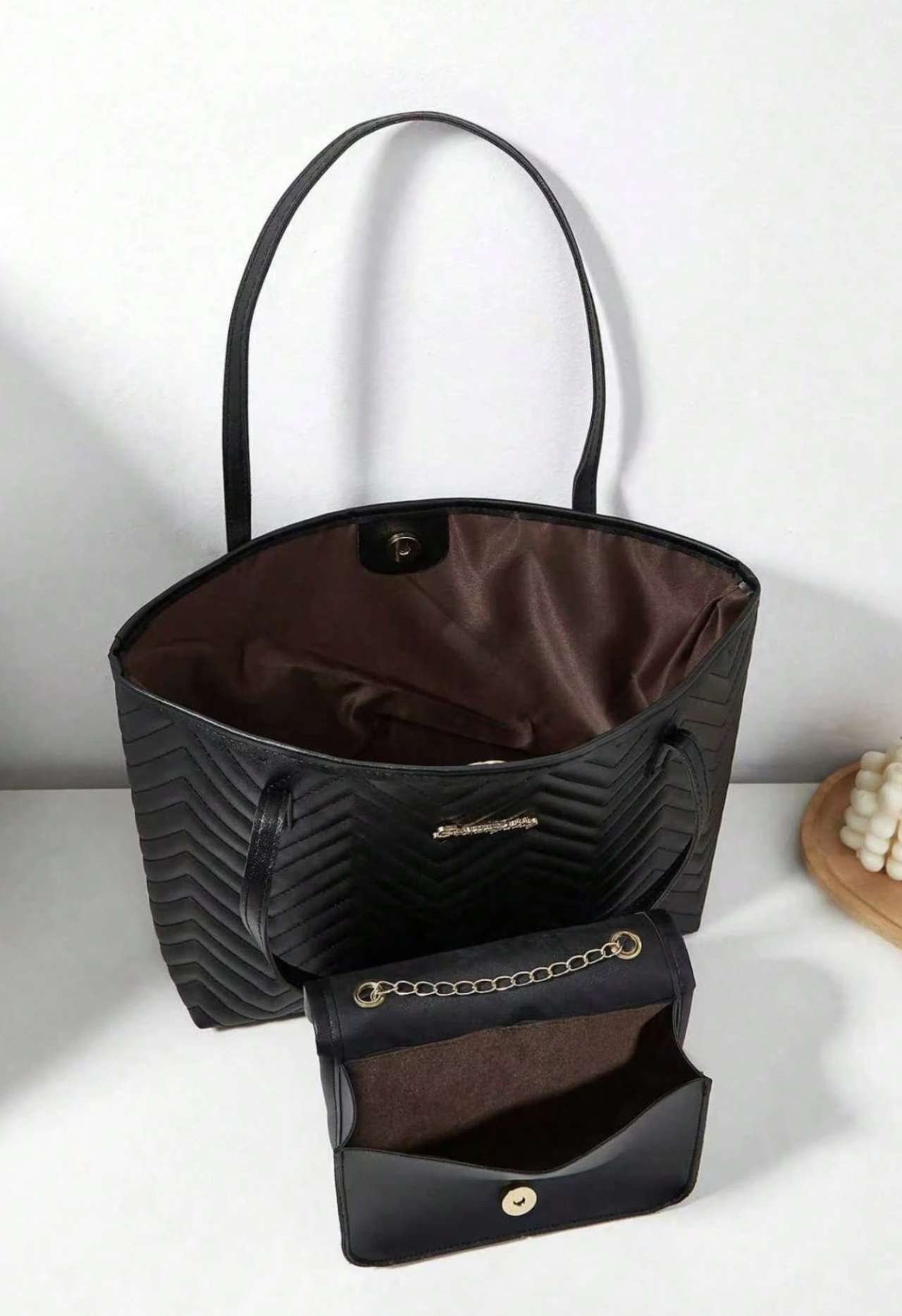 3pcs/Set Women's Shoulder Scarf, Tote Bag, Shoulder Bag & Coin Purse Combination, Large Capacity, Wa