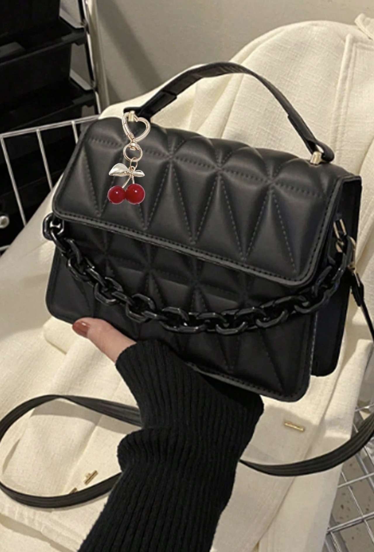 1pc New Fashion Shoulder Crossbody Bag, Minimalist Diamond Quilted Handbag
