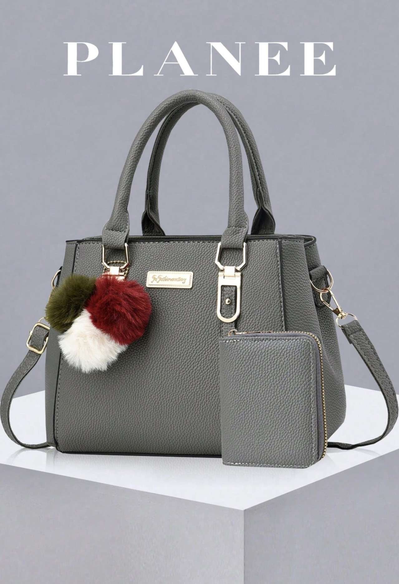 Large Capacity Plush Ball Decor Small Wallet Women's Handbag, Business Casual Shoulder Bag, Suitable
