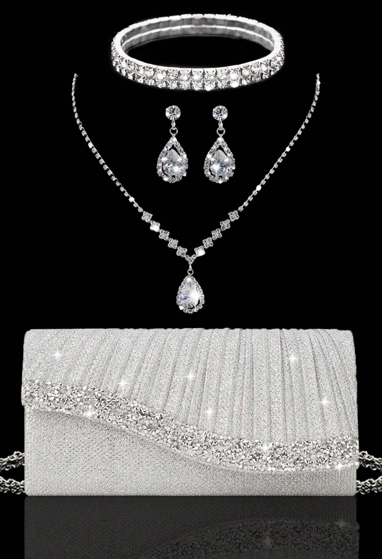 New Crystal Evening Clutch, Sparkling Women's Handbag, Women's Party Bag, Luxury Envelope Bag, Weddi