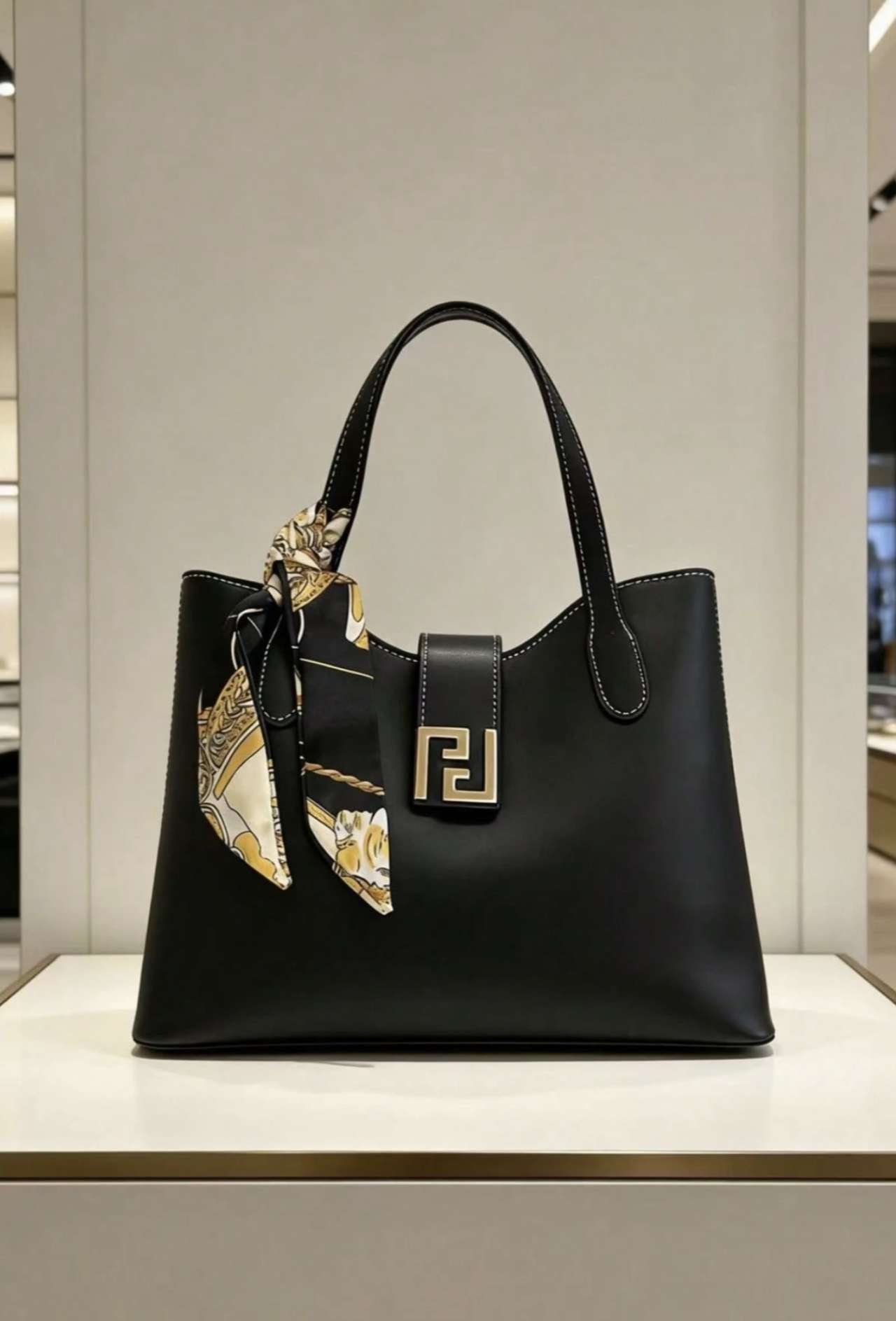 1pc Polyester Deer Pattern Decorative Large Capacity Zipper Shoulder Tote Bag, Suitable For Women's 