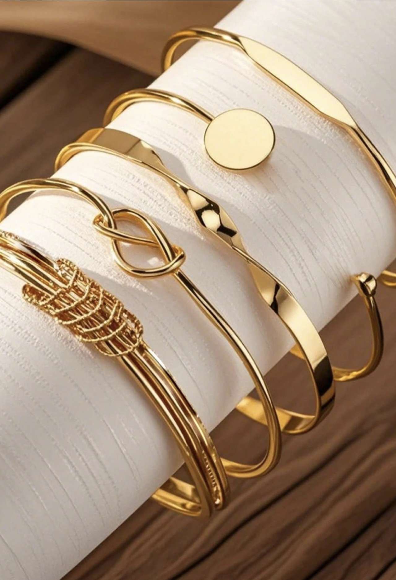 5pcs/Set European And American Minimalist Chain Bracelet, Fashion Gold Mixed Open Knot Bangle, Suita