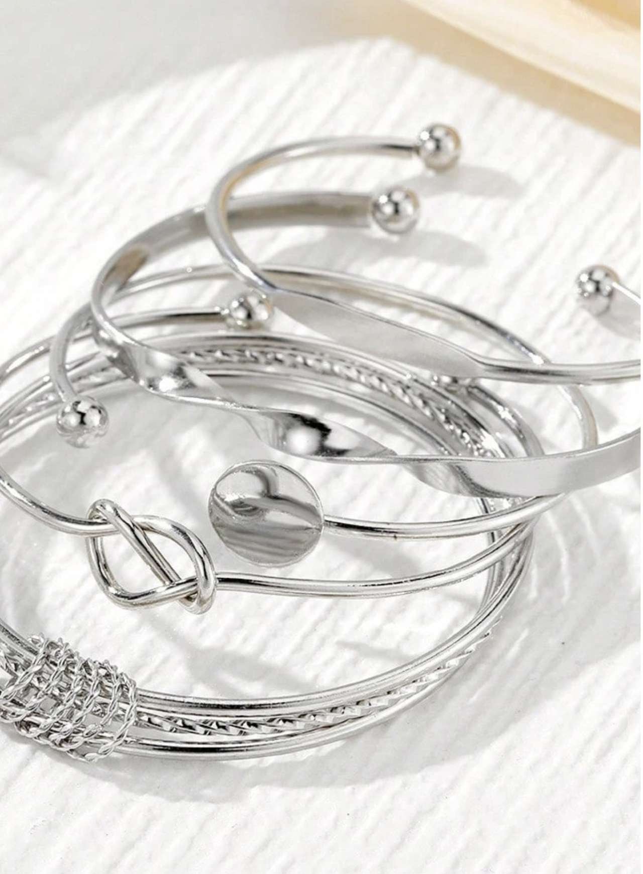 5pcs/Set European And American Minimalist Chain Bracelet, Fashion Gold Mixed Open Knot Bangle, Suita