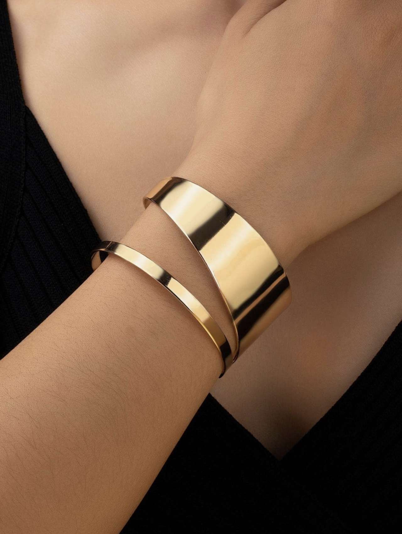 Solid Color Hollow Out Design Cuff Bangle For Daily