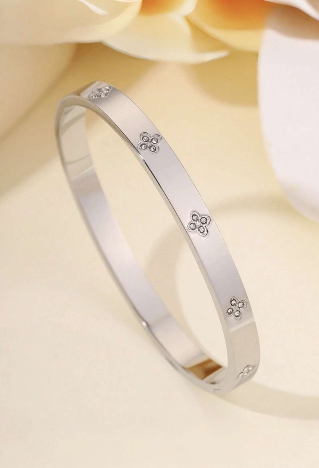 3pcs/1pc Stainless Steel Zirconia Bracelet, Single Row Rhinestone Bracelet, Stackable Shiny Delicate