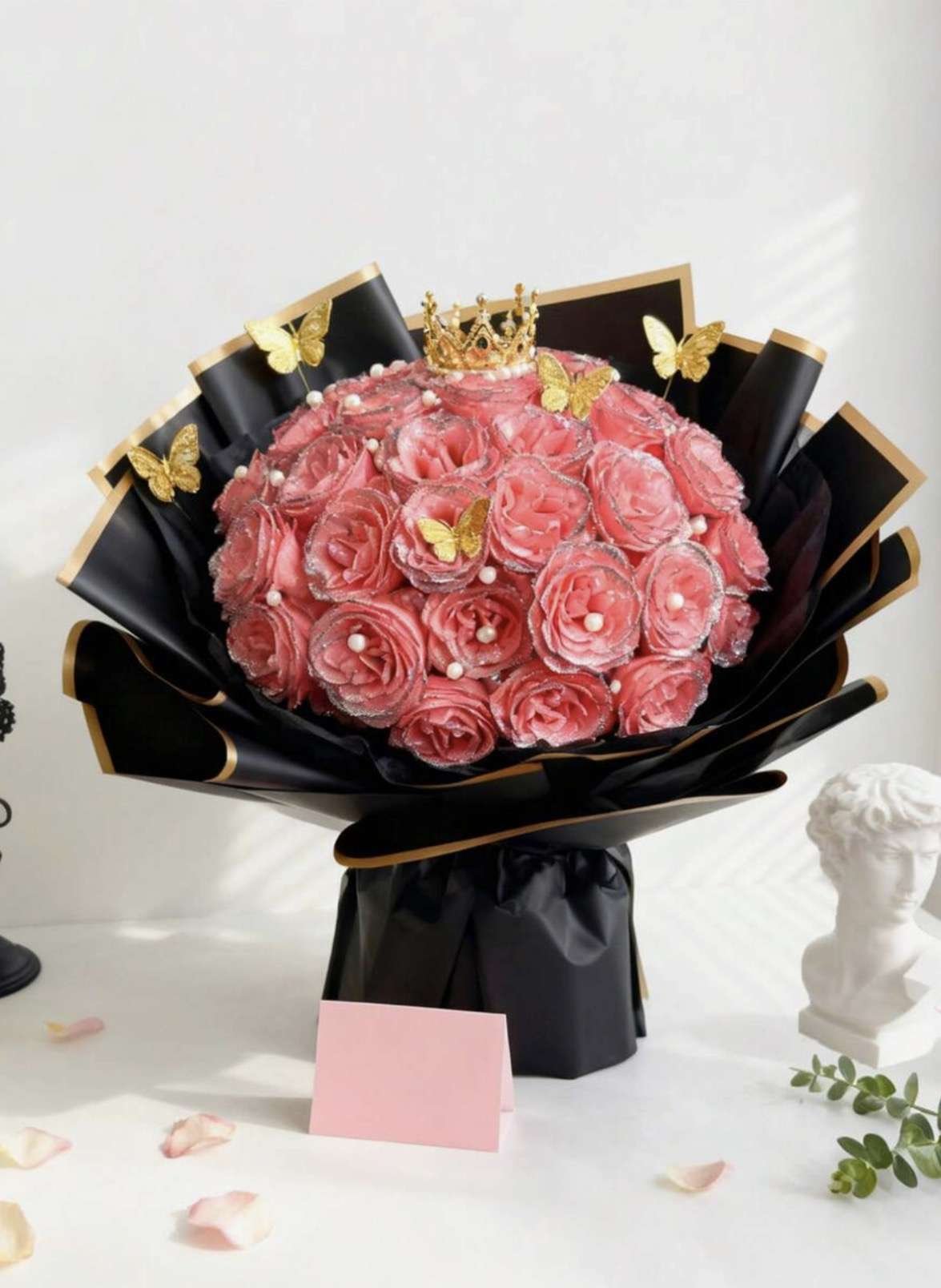 MEHELANY 40/20/6/1pc 2.76 Inch Glitter Rose Bouquet DIY Artificial Glitter Rose Bouquet Red Artifici