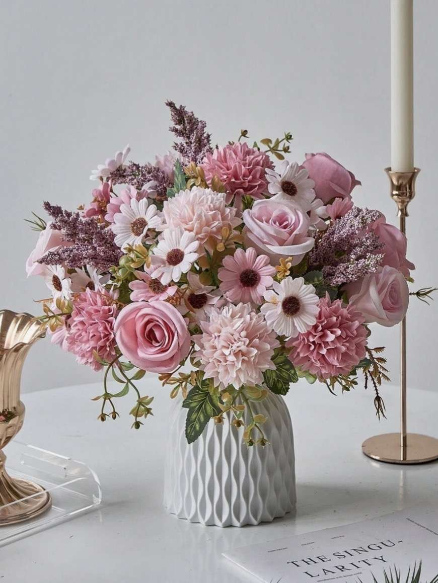 1pc/3pcs Artificial Silk Rose, Daisy, Dandelion Flower Bouquet, Suitable For Wedding, Home Party Dec