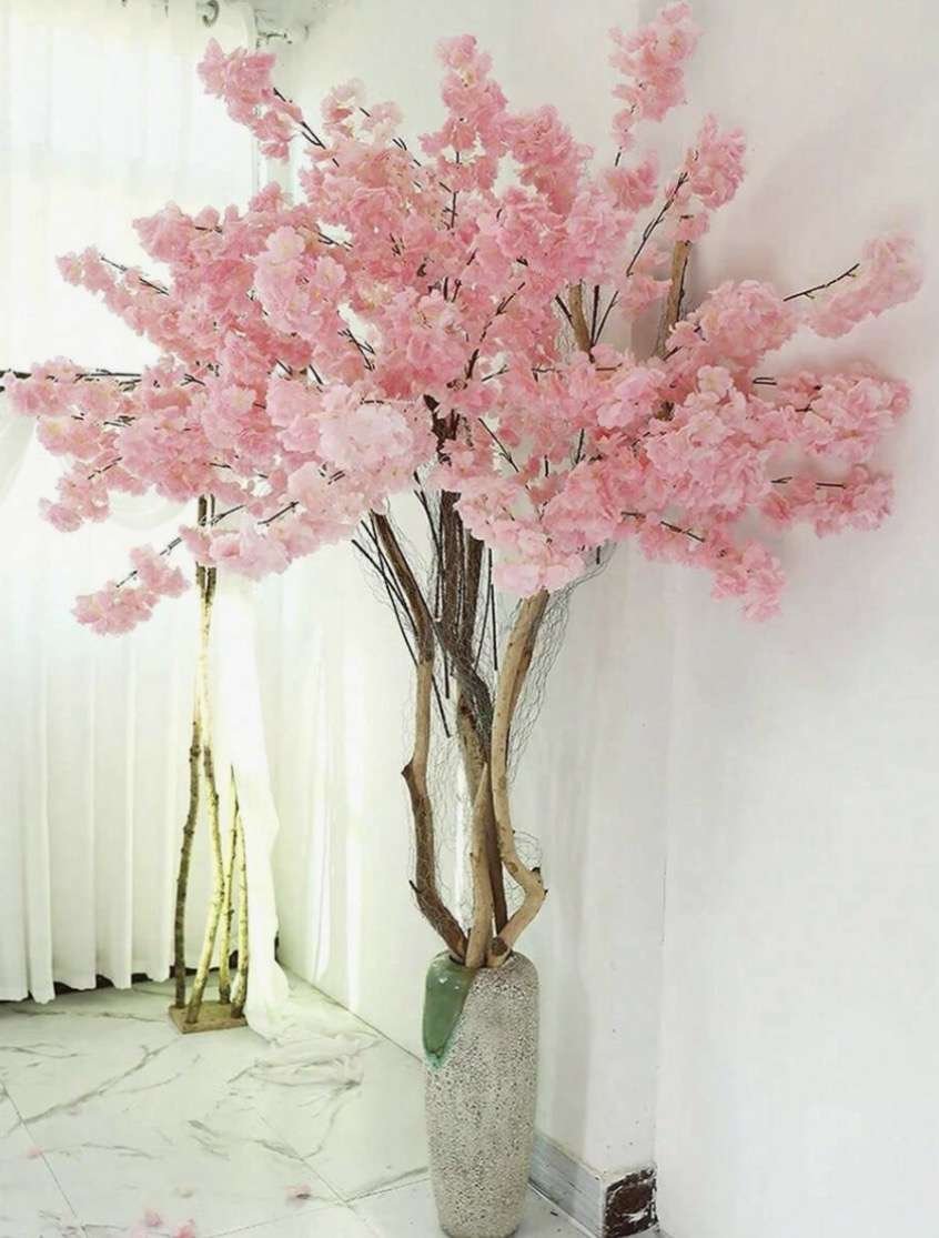 100cm Artificial Flame Retardant Silk Sakura Flower Branch, Sakura Tree Wedding Party Backdrop Wall 
