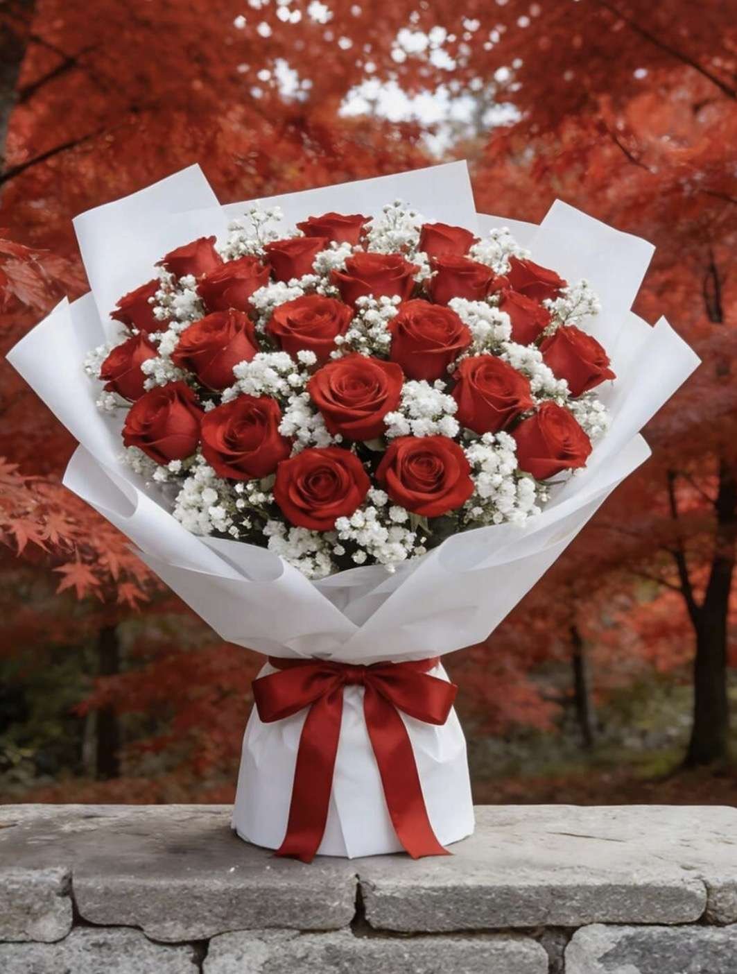 29PCS Red And White Mixed Artificial Rose Bouquet, High-End Faux Flowers, Everlasting, Suitable For 